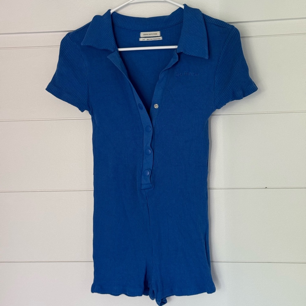 Urban Outfitters Blue Ribbed Collar Top, Women’s L